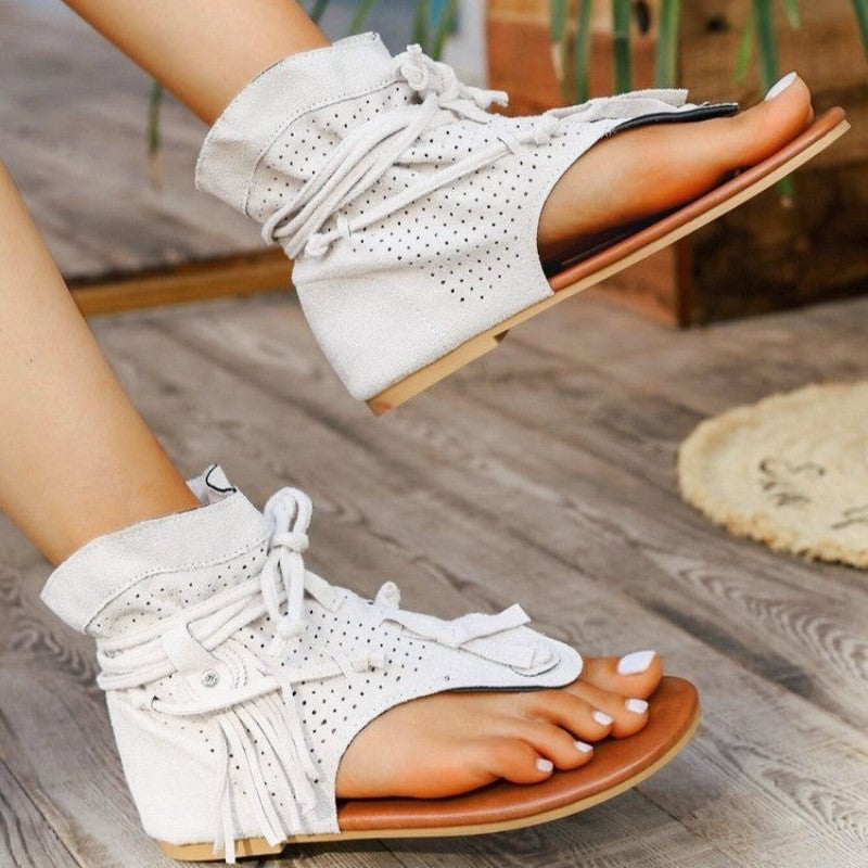 Camille Martin Flat Sandals with Decorative Fringe