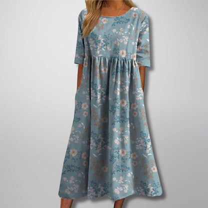 Camille Martin Floral Dress with Round Neck