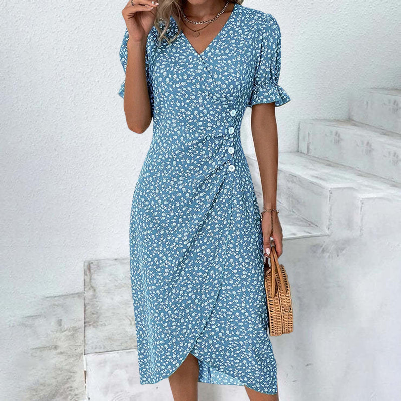 Camille Martin Floral Wrap Midi Dress