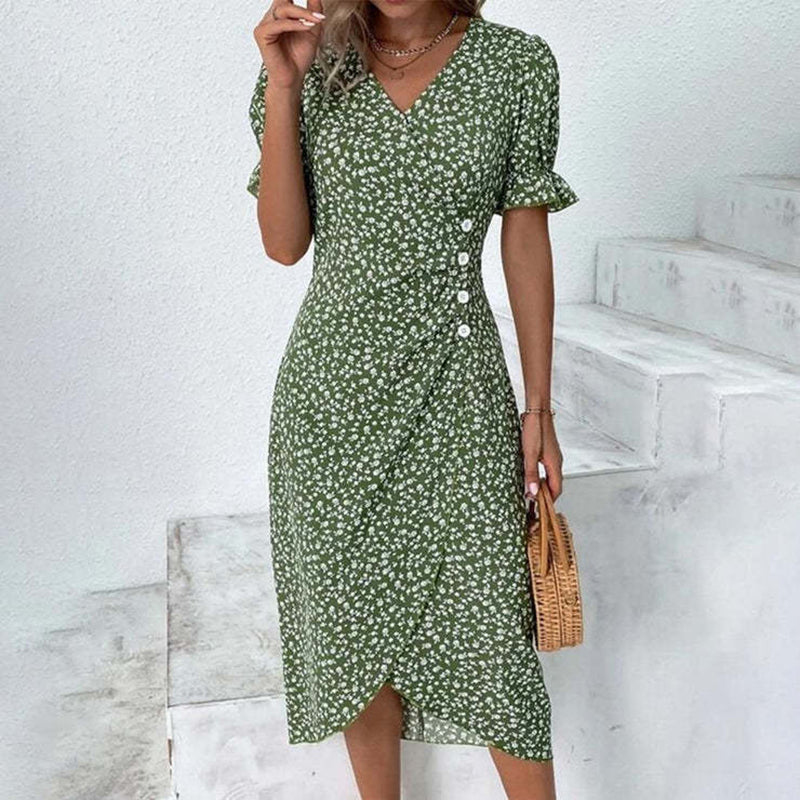 Camille Martin Floral Wrap Midi Dress