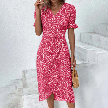 Camille Martin Floral Wrap Midi Dress