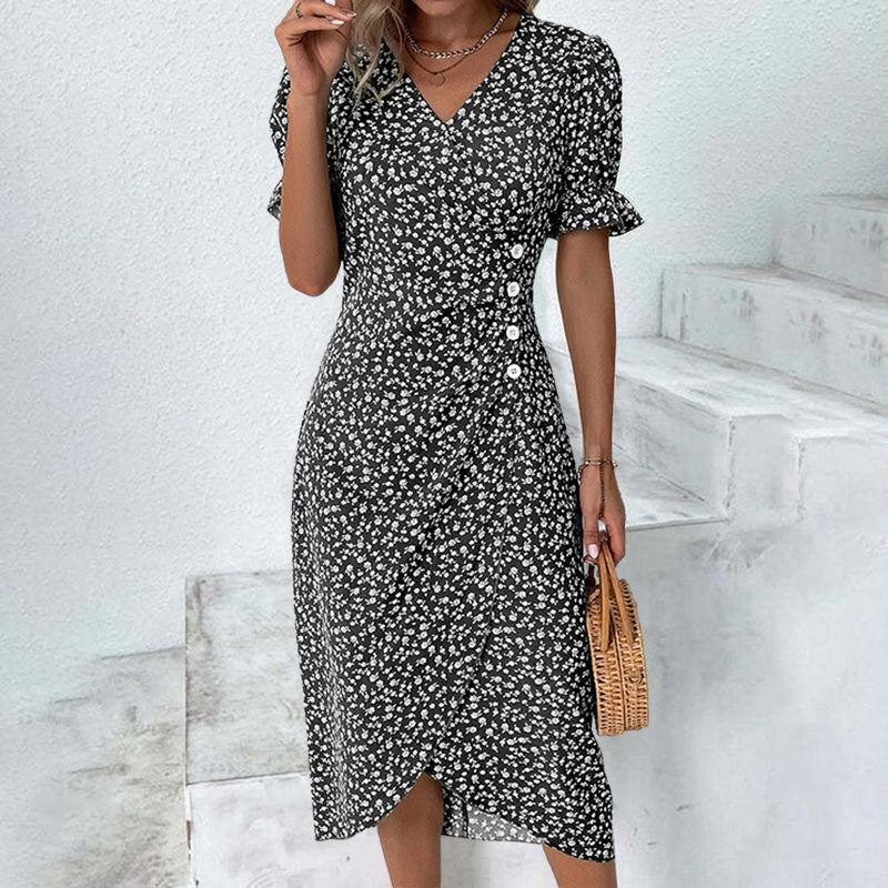 Camille Martin Floral Wrap Midi Dress