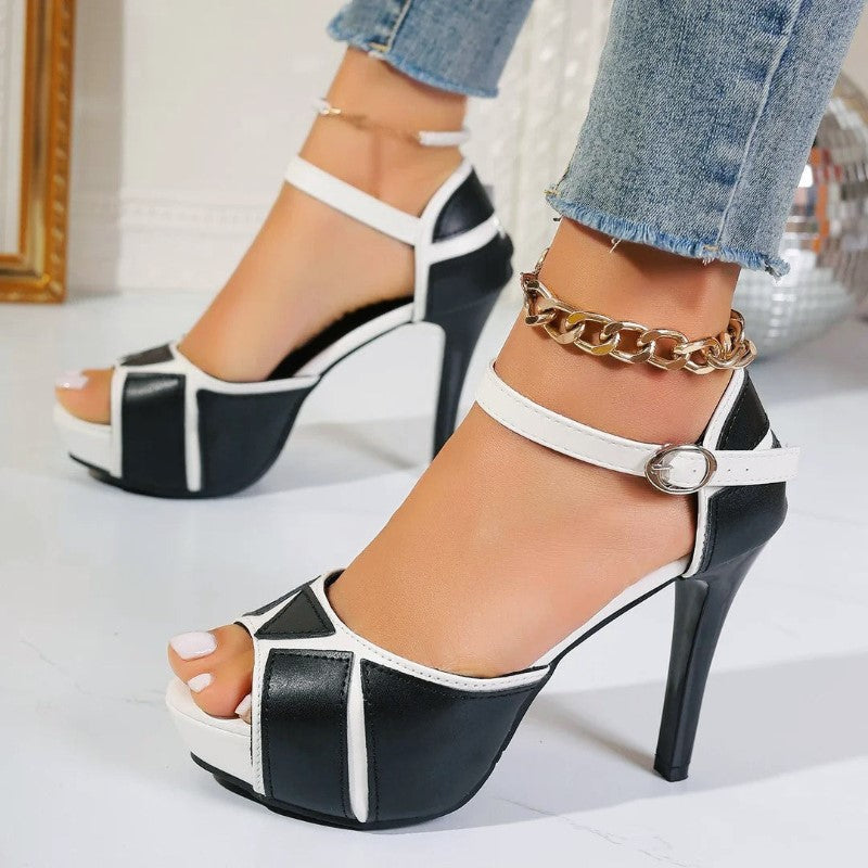 Camille Martin Platform Heels with Color Block Detail