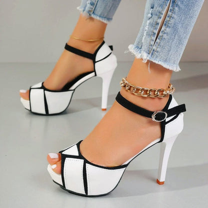 Camille Martin Platform Heels with Color Block Detail