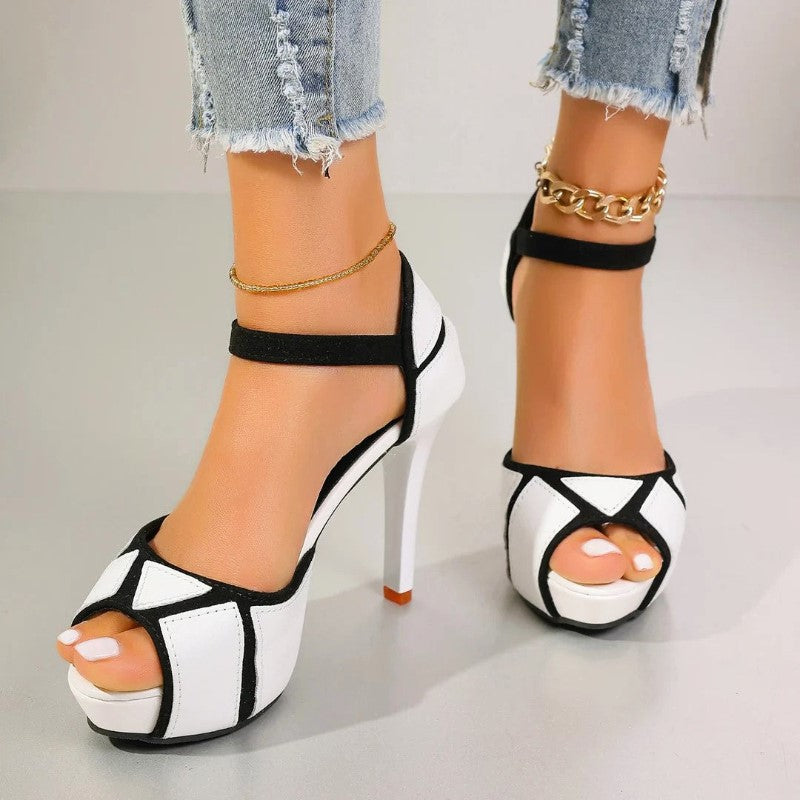 Camille Martin Platform Heels with Color Block Detail