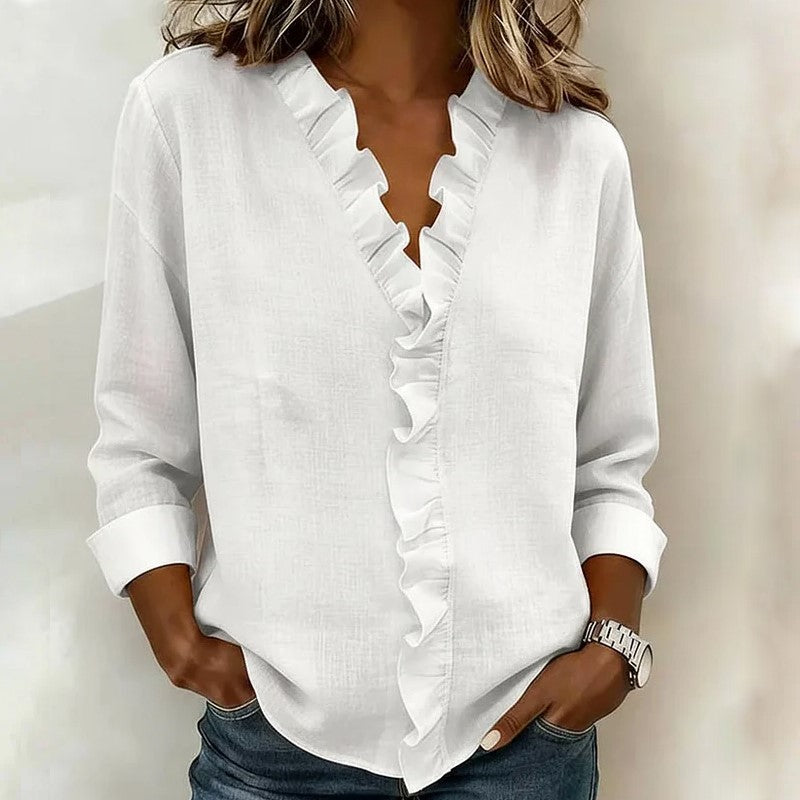 Camille Martin Ruffle Trim Casual Blouse