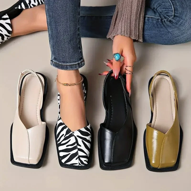 Camille Martin Square-Toe Slingback Flats