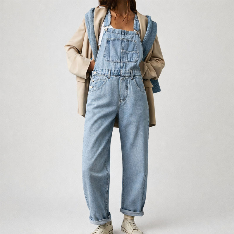 Camille Martin Straight-Leg Denim Overalls