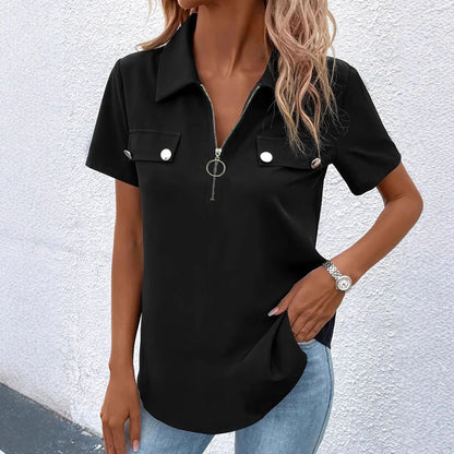 Camille Martin Zip-Placket Utility Shirt