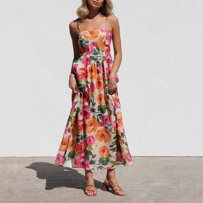 Camille Martin Floral Maxi Dress with Gathered Waist