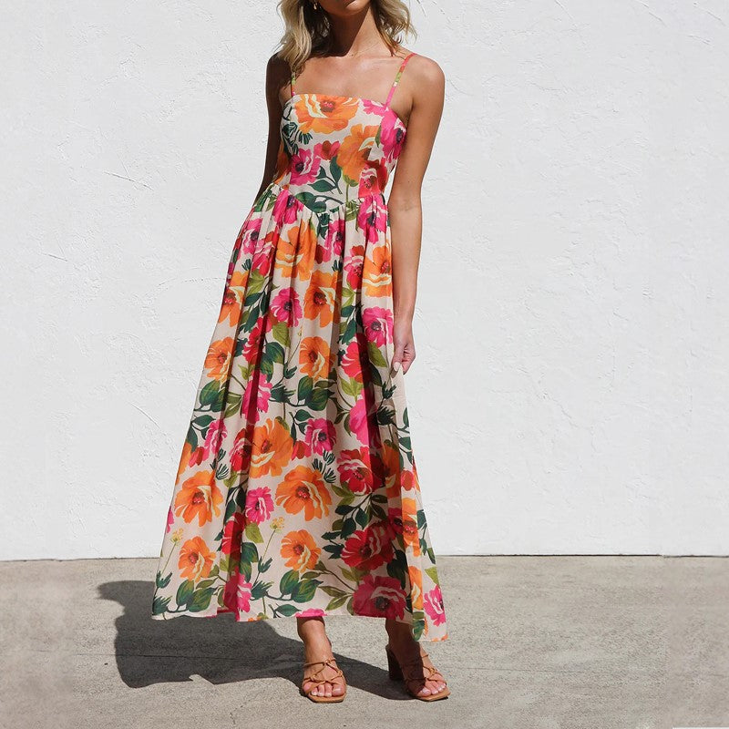 Camille Martin Floral Maxi Dress with Gathered Waist