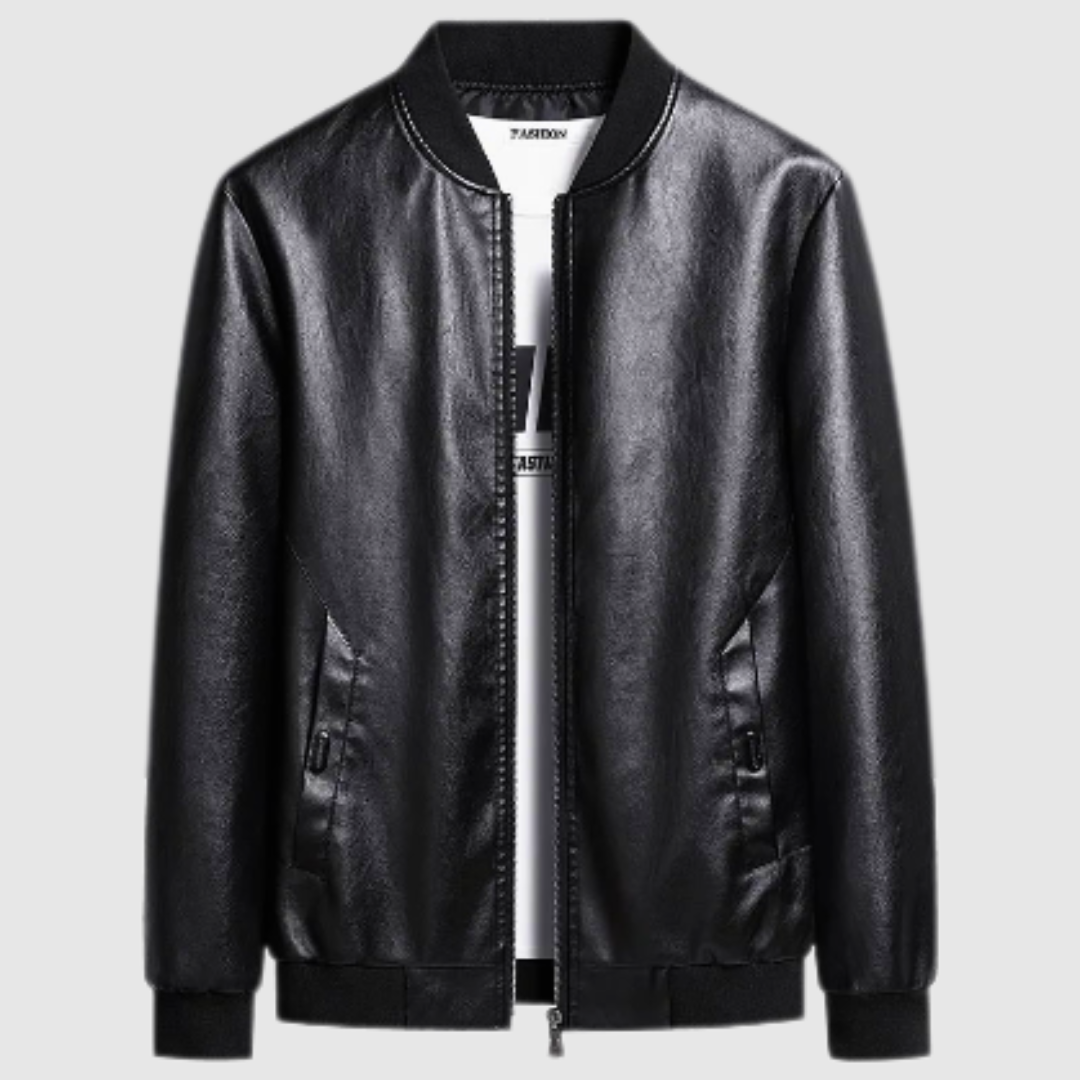 Causal Leather Jacket Black