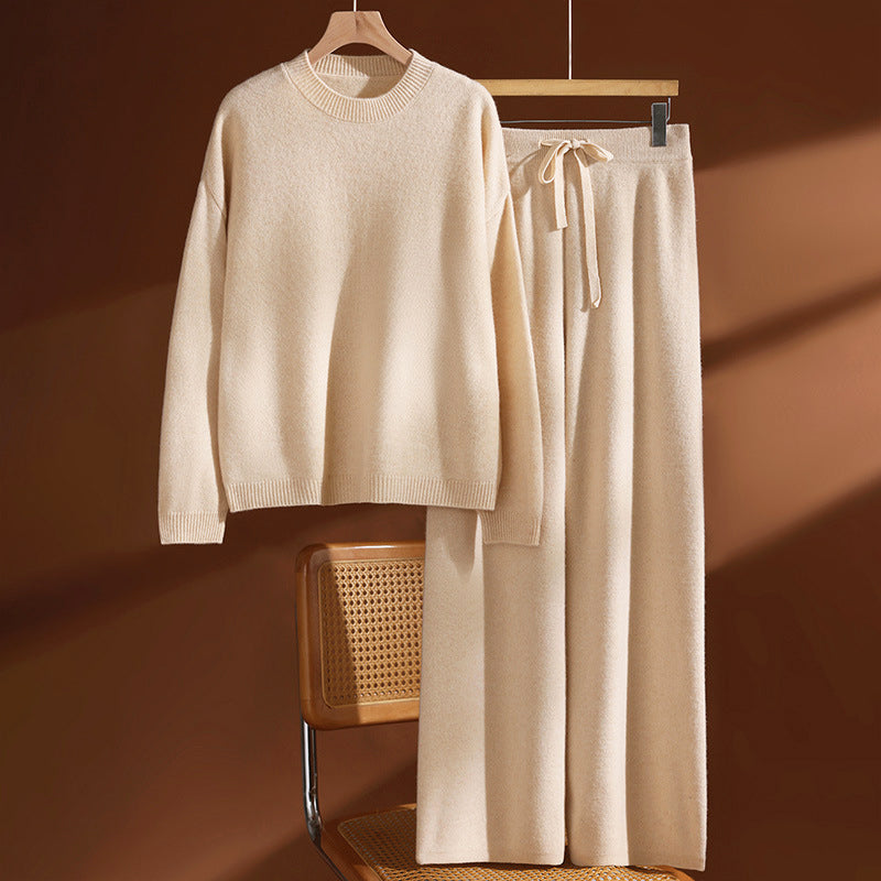 Coordinated Two-Piece Wool Knit Set for Women