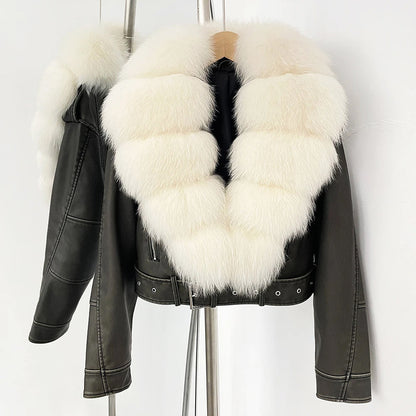 Corenne Fur Collared Aviator Jacket