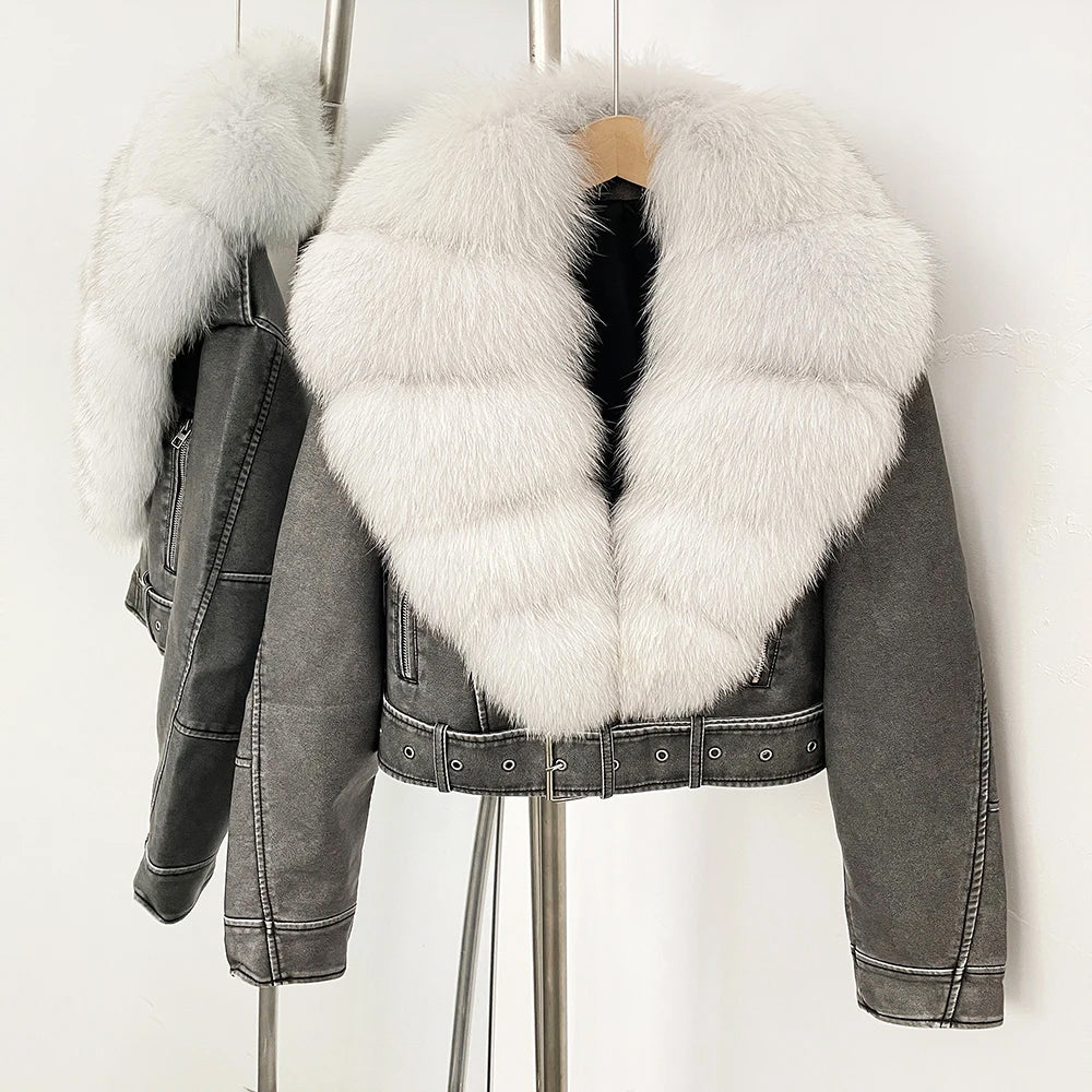 Corenne Fur Collared Aviator Jacket