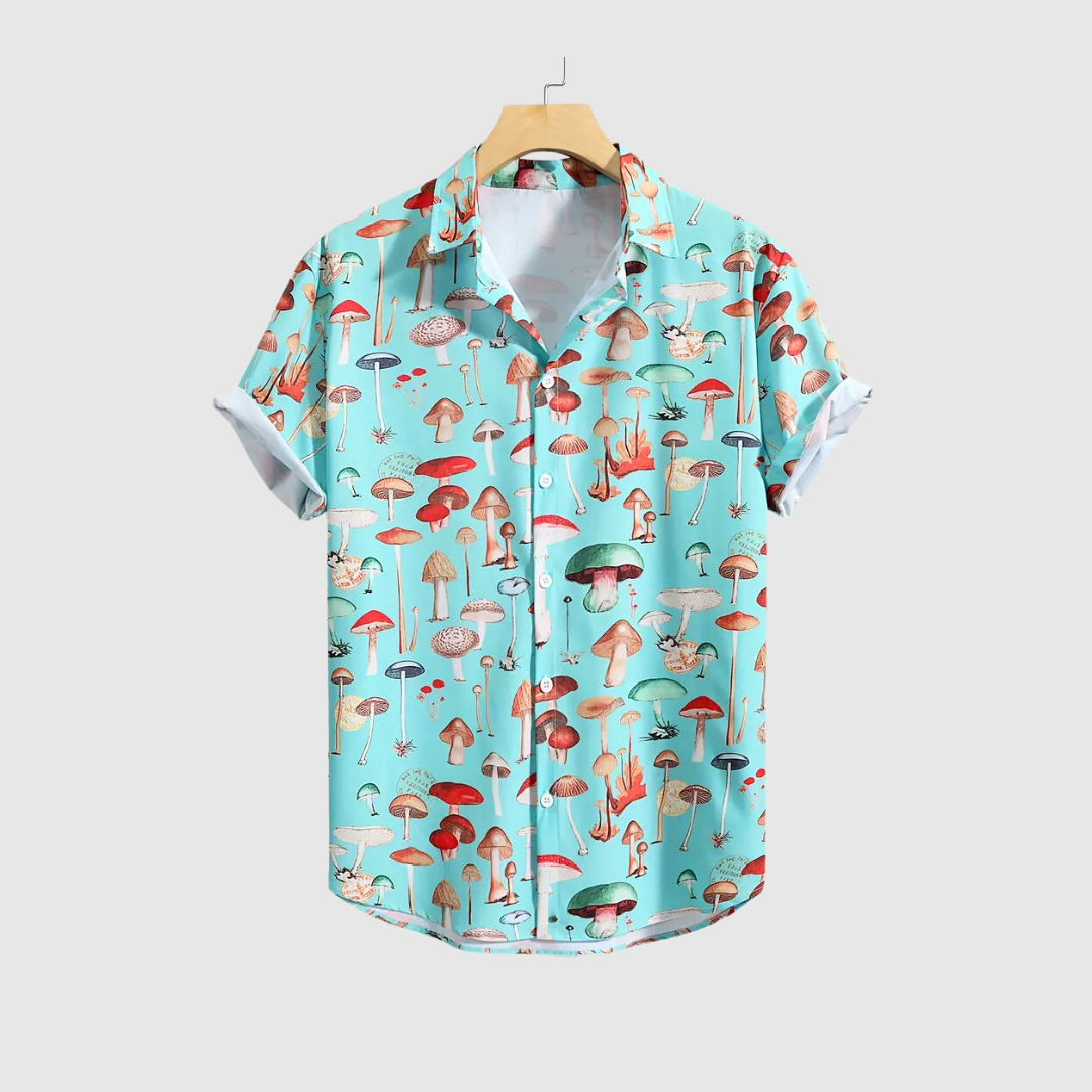 Cute Mushroom Print Casual Shirt for Men