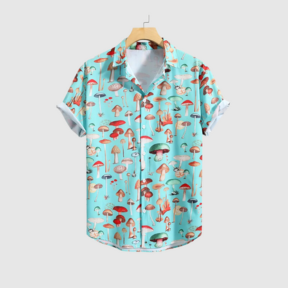 Cute Mushroom Print Casual Shirt for Men