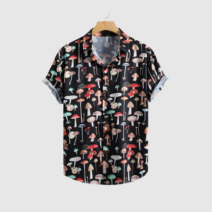 Cute Mushroom Print Casual Shirt for Men