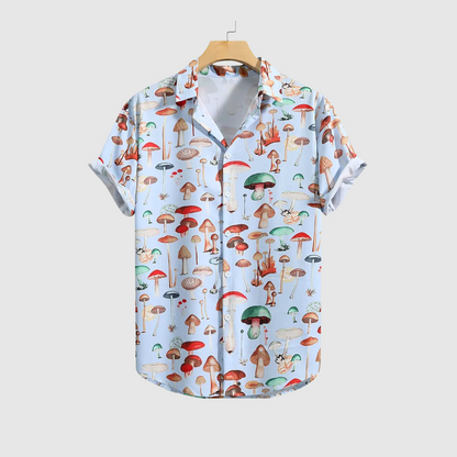 Cute Mushroom Print Casual Shirt for Men