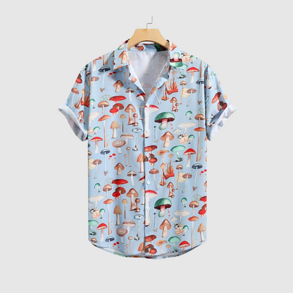 Cute Mushroom Print Casual Shirt for Men