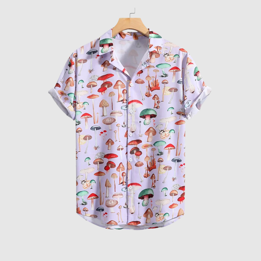 Cute Mushroom Print Casual Shirt for Men