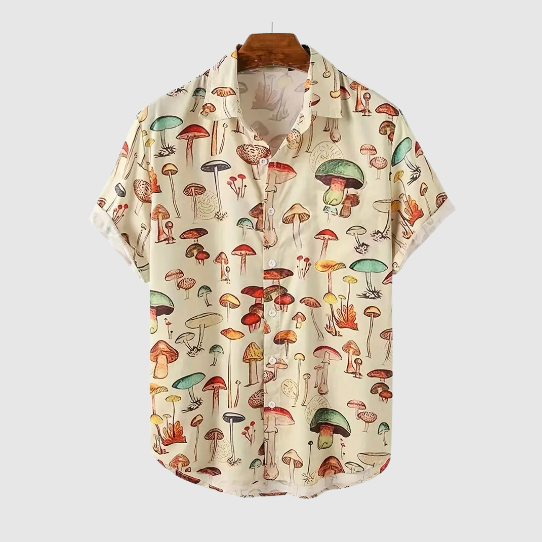 Cute Mushroom Print Casual Shirt for Men