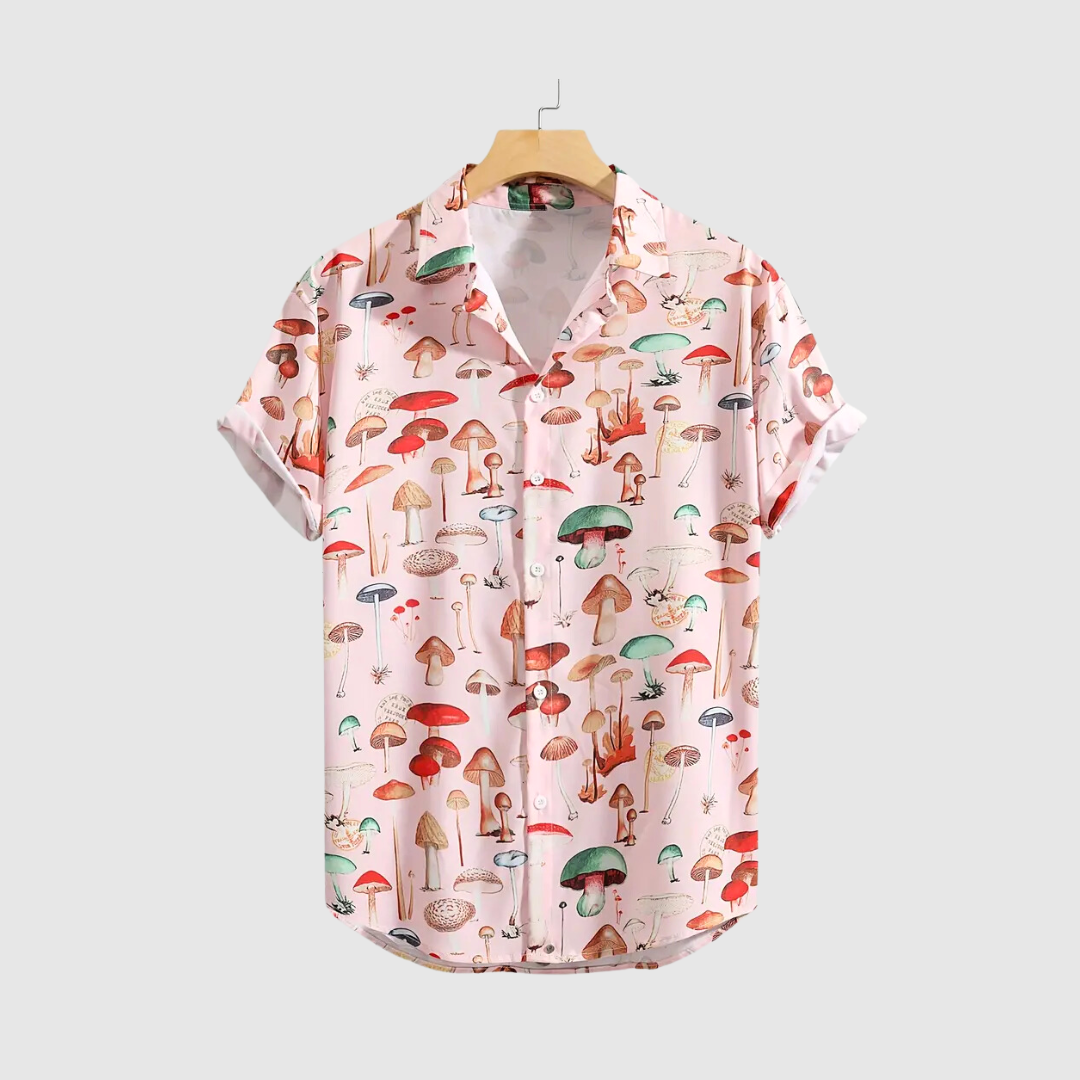 Cute Mushroom Print Casual Shirt for Men