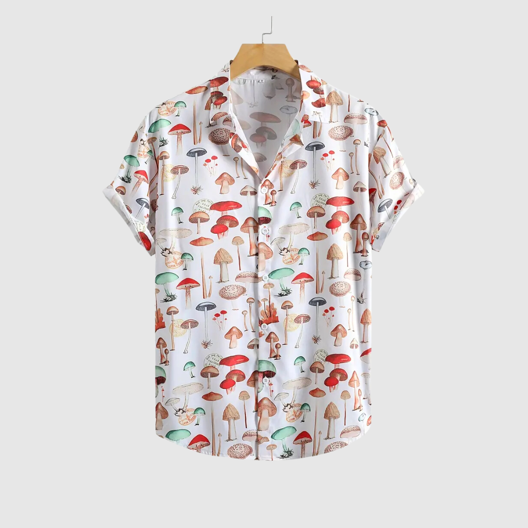 Cute Mushroom Print Casual Shirt for Men