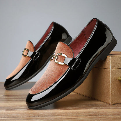 Dominic - Men's Two Tone Slip-On Loafers with Metal Accent