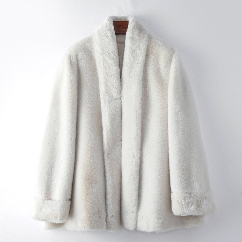 Elegant Mid-Length Fluffy Faux Fur Coat for Women