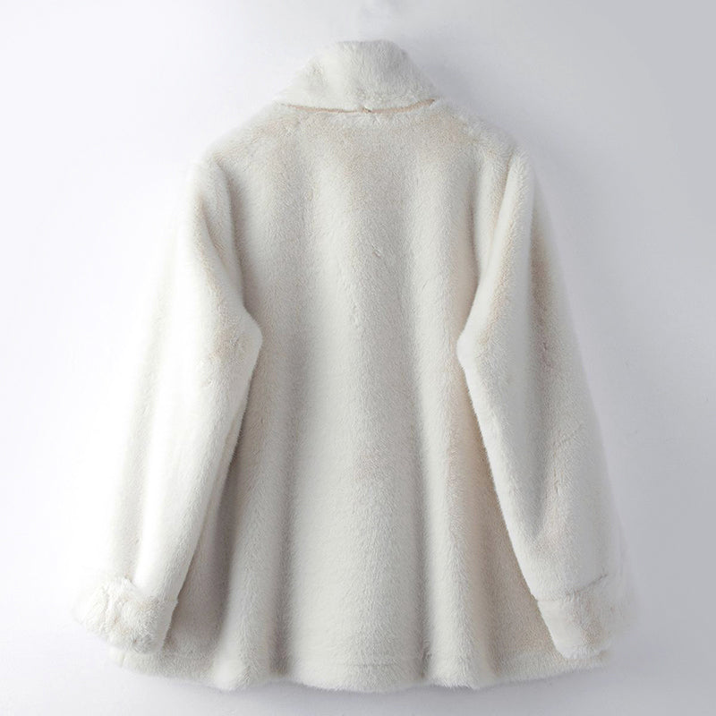 Elegant Mid-Length Fluffy Faux Fur Coat for Women