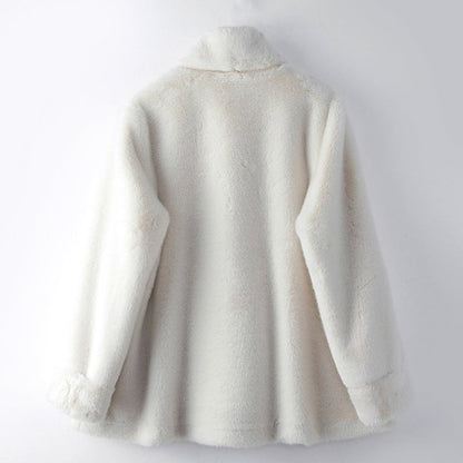 Elegant Mid-Length Fluffy Faux Fur Coat for Women