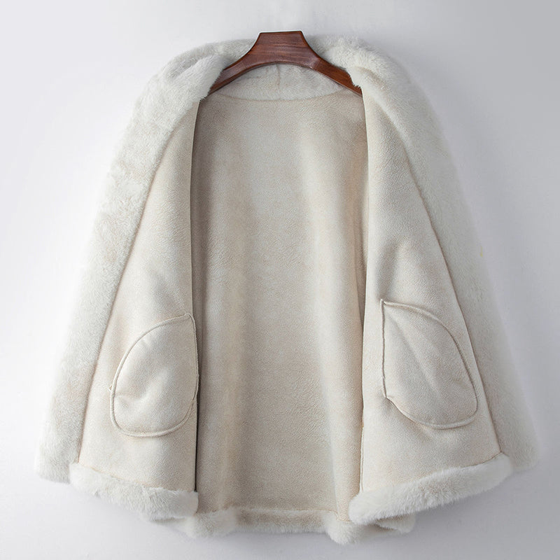 Elegant Mid-Length Fluffy Faux Fur Coat for Women