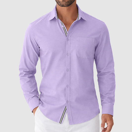 Elliot - Men's Long Sleeve Button Down Shirt with Contrast Trim