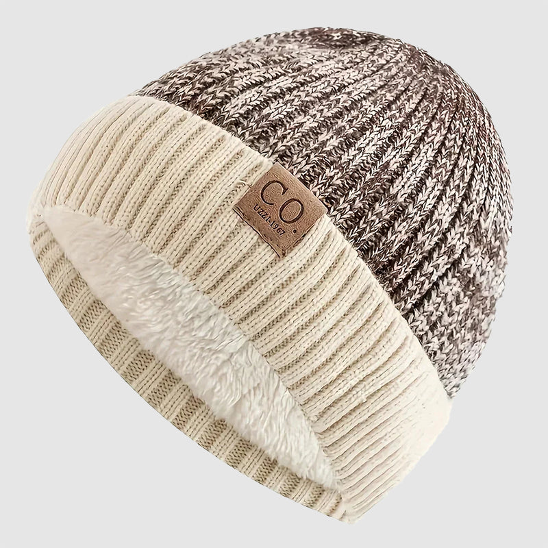 Folded Cuff Knit Beanie with Fleece Interior