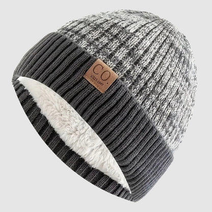 Folded Cuff Knit Beanie with Fleece Interior