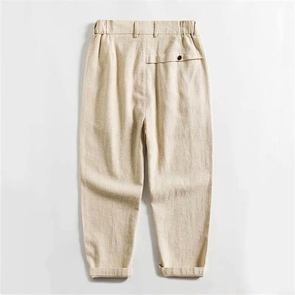 Franco Bianchi Calf-Length Pleated Linen Pants
