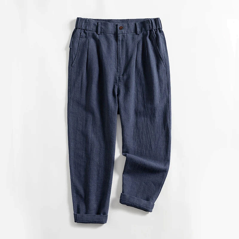 Franco Bianchi Calf-Length Pleated Linen Pants