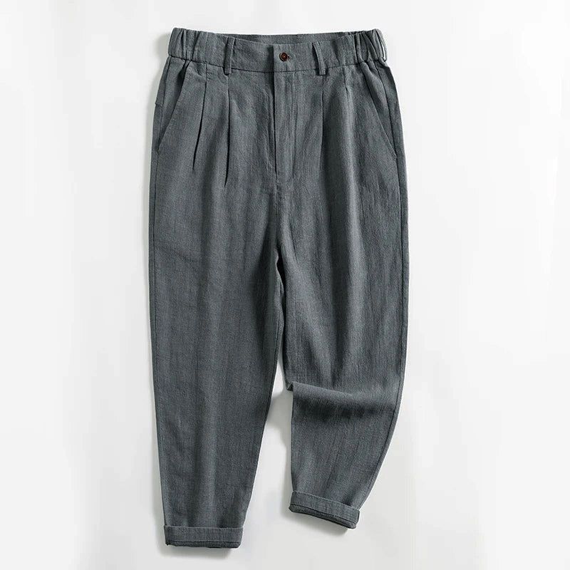 Franco Bianchi Calf-Length Pleated Linen Pants