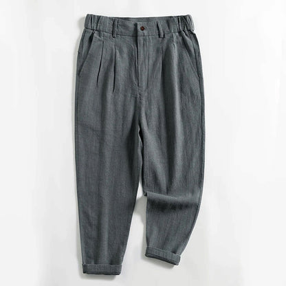 Franco Bianchi Calf-Length Pleated Linen Pants