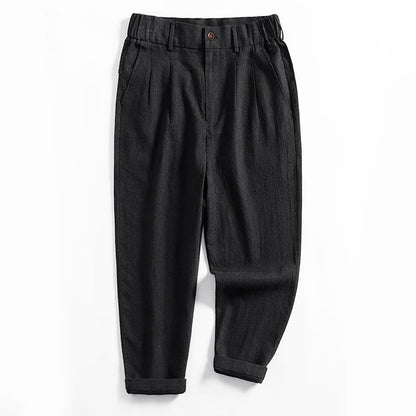 Franco Bianchi Calf-Length Pleated Linen Pants