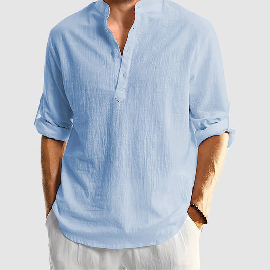 Franco Bianchi Relaxed Linen Henley Shirt