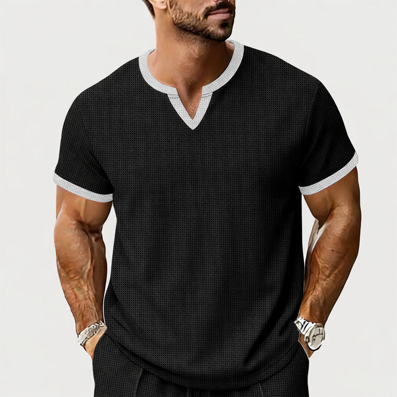 Franco Bianchi Textured T-Shirt with Contrast Neckline
