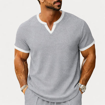 Franco Bianchi Textured T-Shirt with Contrast Neckline