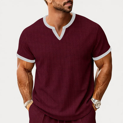 Franco Bianchi Textured T-Shirt with Contrast Neckline