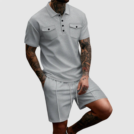 Franco Bianchi Waffle Set with Button Shirt and Shorts