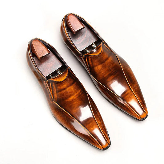 Franco Bianchi Genuine Leather Pointed Dress Shoes