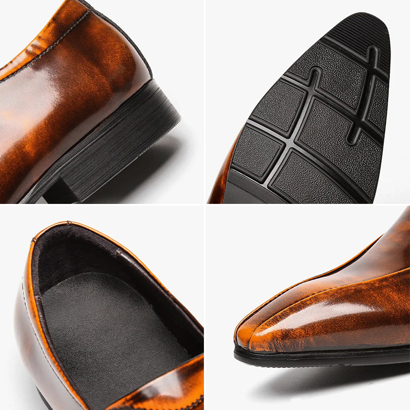 Franco Bianchi Genuine Leather Pointed Dress Shoes