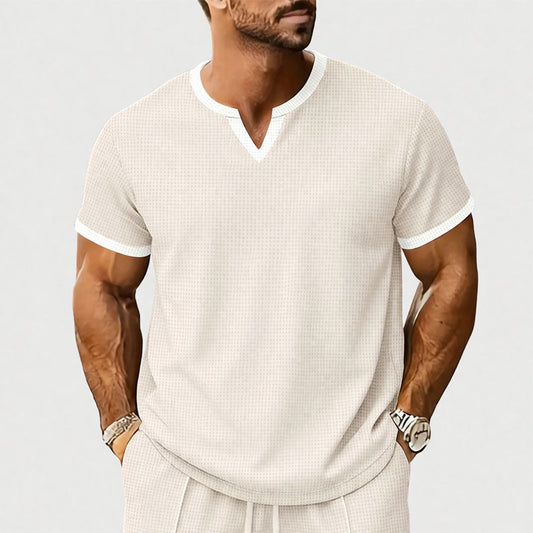 Franco Bianchi Textured T-Shirt with Contrast Neckline