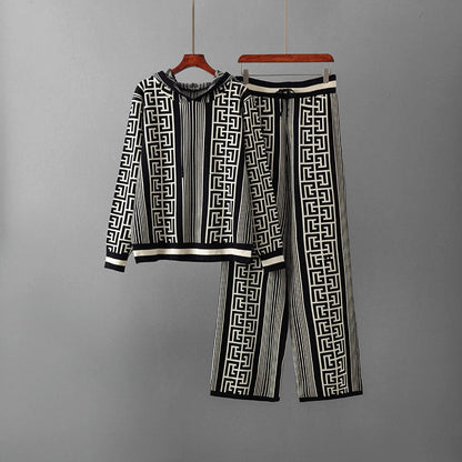 Geometric Elegance Knitted 2-Piece Set